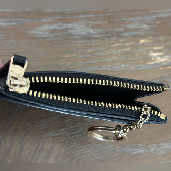 Coach Brown Signature Zip Card Case with Gold Key Ring - Picture 3 of 3